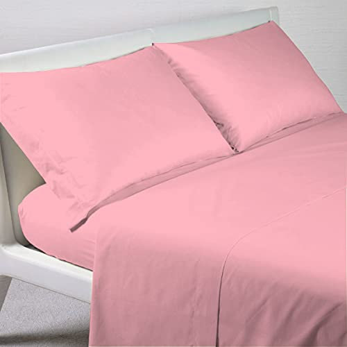 GC ARREDOCASA Set Lenzuola Letto Misura Francese - Rosa - 100% Cotone Quadrifoglio - Un Completo Lenzuola Letto Matrimoniale Cotone Made in Italy (Mis. Francese/Queen Size)