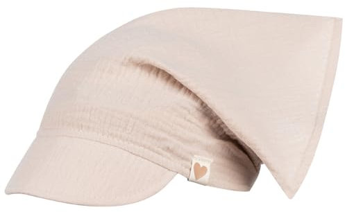 Kopftuch Mütze Schirmmütze Mädchen Sommer Baumwolle Musselin, Bekleidungsgröße: 50-52, Farbe: Beige