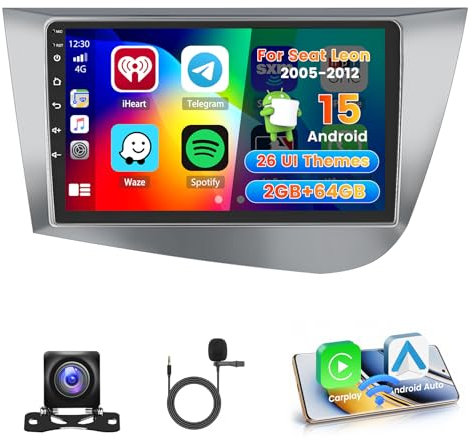 Roinvou 2+64GB Radio Coche para Renault Megane 3 2008-2014 Inalámbrico Carplay Android Auto, 9 Pulgadas Pantalla Táctil Android 15 Bluetooth Radio con WiFi GPS EQ FM/RDS SWC Cámara Trasera
