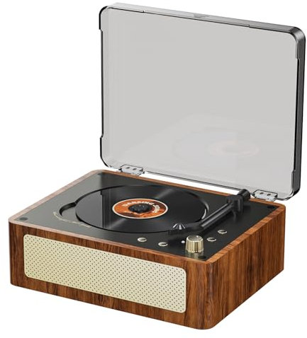 Plattenspieler Player, Vintage Wood Tragbare CD Player Wiederaufladbare Desktop Disc Player mit Lautsprechern für Bürohaus
