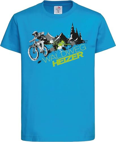 Baddery Fahrrad T-Shirt Kinder - Waldweg Heizer - Mountainbike - Sportbekleidung Jungen & Mädchen - Outdoor Kleidung (Ocean Blue 122-128)