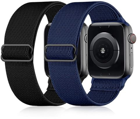 Jrkvniv Correa Elástica Trenzado Compatibles con Apple Watch 38mm 40mm 41mm 42mm 44mm 45mm 49mm, Correa Deportiva de Ajustable Suave Nylon Banda Para iWatch Series 10 9 8 7 6 5 4 3 2 1 SE Ultra