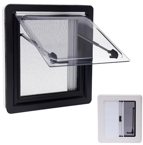 LKHDONG Finestra laterale per camper 45 x 50/90 x 50 cm, con schermo della finestra, finestra di esposizione a 70°, finestra esterna con chiusura lampo, capacità di sospensione (45 x 50 cm)