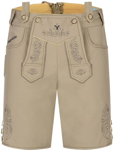 Steigenhöfer Manufaktur Kurze Trachten Softshell Hose mit Träger im Lederhosen Look - Lukas - Lederhose Herren Tracht - Wasser- und windabweisend mit Trägern für Oktoberfest