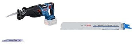 Bosch Professional 18V System BITURBO Cordless Reciprocating Saw GSA 18V-28 + 2X PRO Medium-Thick Metal S1137BEF Precise Reciprocating Saw Blade (Metal Pipes & Profiles, Non-Ferrous Metals, 225 mm)