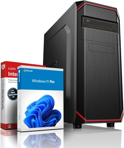 shinobee Office PC - Computer mit Intel Quad Core i7 mit 4 GHz - 32 GB DDR4-1TB SSD Festplatte - Windows 11 Pro - MS Office - WLAN - DVD+RW - USB 3.0 - High End Office Tower-PC - #8169
