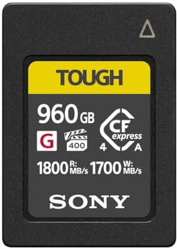 Sony 960GB Tough CFexpress Type A Flash Memory Card | VPG400 High Speed G Series with Video Performance Guarantee (Read Speed 1800MB/s, Write Speed 1700MB/s) - CEA-G960T