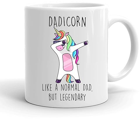 VIROSA Funny Dadicorn Mug – Like a Normal Dad, But Legendary – Cute Unicorn Mug Gift for Dad or Stepdad – Father’s Day, Birthday, or Christmas – 11oz Ceramic Coffee Cup