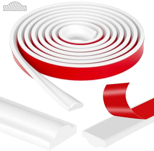 NUTKIT 3mx27mm TPE Quadrant Trim, Self-Adhesive Wall Moulding Trim | Peel and Stick Wall Moulding Trim Self Adhesive for Laminate Floor, Wall, Ceiling,Cabinet, Worktop, Tile Edging(White)