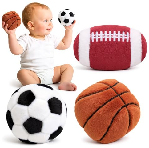 Baby Ball Toys for 0-6 Months - 3pcs Baby Soft Rattle Toys for Sensory