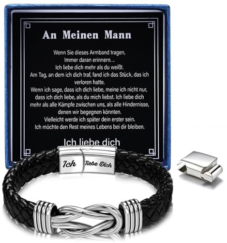 Herren Lederarmbänder Schmuckgeschenke für Männer, Ehemann, Freund Verstellbares Edelstahlarmband für Männer