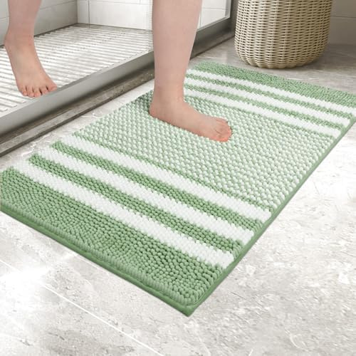 Biscpro Bath Mat,Chenille Soft and Absorbent Bathroom Rug,Green,40x60cm