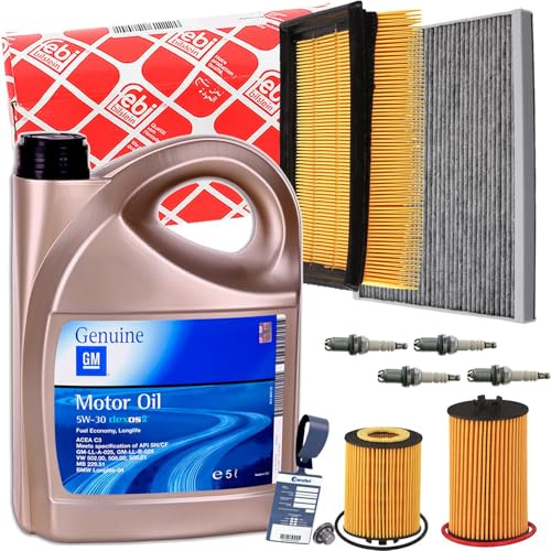 Febi Filterset Inspektionspaket 5W30 Öl | 38603+5L Dexos 2 5W30 Kompatibel mit Corsa C Kasten/schrägheck (X01),Corsa D (S07)