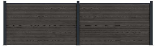 QJBSAVVA Zaunelement 2er-Set WPC Sichtschutzzaun mit Aluminium-Pfosten, Moderner Gartenzaun für Außenbereich, Stabiler Windschutz und Trennwand, Schwarz, 353 x 105 cm (B x H)