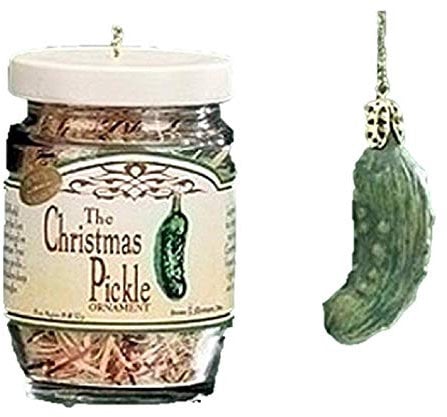 Holiday Traditions Exklusive Weihnachtsgurke und dekoriertes Glasgefäß, 3,8 cm, 2-teilig