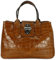 Belli Echt Leder Handtasche italienische Damen Ledertasche Umhängetasche Henkeltasche in cognac lack kroko - 36x25x18 cm (B x H x T)