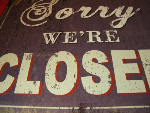 Clever-Deko Nostalgieschild Come in We're Open und Sorry we´re Closed Werbeschild Metall (Zwei SCHILDER !!)