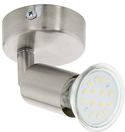 EGLO LED Wandlampe Buzz-LED, Wandleuchte, Wandstrahler aus Metall in Nickel-Matt, Wohnzimmerlampe, Flurlampe, Spot inkl. GU10 Leuchtmittel, warmweiß
