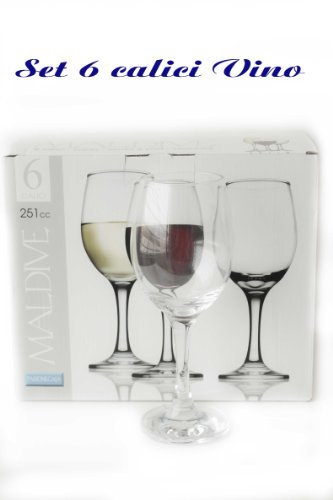 Set 6 calici vino vetro cucina casalinghi 251 cc bicchieri