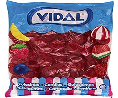 Vidal Golosinas. Euros brillo. Monedas de caramelo sabor fresa y color rojo. Bolsa de 250 unidades.