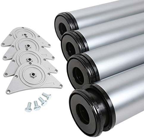 MS Beschläge® 4er Set Tischbeine Möbelfüße Tischstempel Höhe 710mm ø 80mm Chrom matt