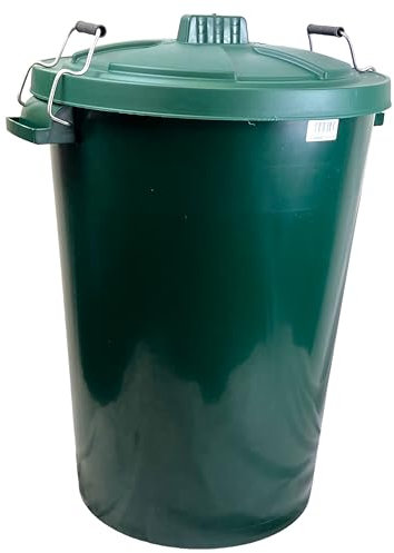 Easy Shopping 85 Litre 85L Extra Large Colour Plastic Dustbin Garden Bin Clip on Locking Lid Heavy Duty for Rubbish Recycle Waste Animal Feed Storage Unit (12, Green)