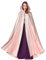BEAUTELICATE Cape à Capuche Longue pour Femme Mariée Mariage Poncho en Satin De Automne Hiver Manteau Médiéval Unisexe Déguisement De Halloween Noël Carnaval(Taille Unique, Rose)