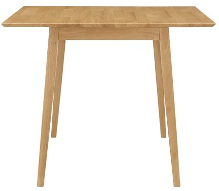 Hallowood Furniture Ledbury Small Rectangular Drop Leaf Table in Light Oak Finish, Space-Saving Solid Wooden Folding Dining Table for Kitchen, Home and Café Use