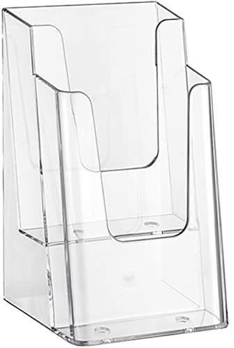 ogoPLUS 2 Etagen Prospektständer Din lang Hochformat / Prospekthalter, Flyer-Ständer Werbung, Aufsteller, Tisch-Prospektständer / Prospektbox / Werbung, leichte Neigung für optimales Blickfe