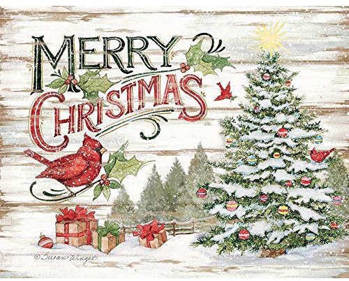 LANG Weihnachtskarten mit Kiefernwald, Kunstwerk von Sam Timm, 18 Karten und 19 Umschläge, 13,7 x 17,5 cm, exklusives LANG-Artwork von Sam Timm für LANG, Glitzerverzierung (1004866)