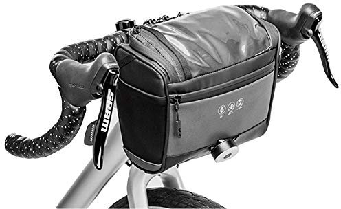 Wasserdicht Fahrradlenkertasche Reflektierende, MTB Fahrrad-Frontrahmen-Aufbewahrungstasche, Fahrrad Rahmentaschen Fahrradtasche mit Touchscreen Navigationstasche Große Kapazität Schwarz One size