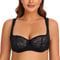 MELENECA Women's Balconette Bra with Padded Strap Half Cup Underwire Sexy Lace Black 36B