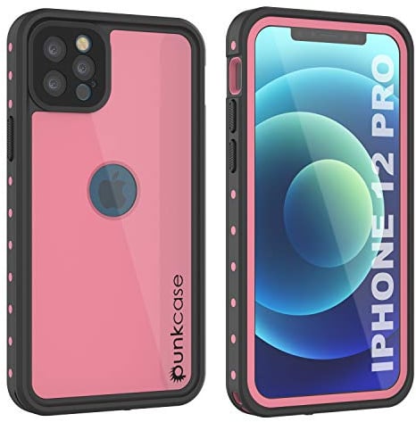 Punkcase Entworfen für wasserdichte Hülle [StudStar-Serie] [Slim Fit] [IP68 zertifiziert] [schmutzdicht] [schneefest] 360 Grad Ganzkörperschutz Abdeckung iPhone 12 Pro (6,1 Zoll) (2020) [rosa]