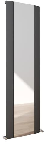 Supreme Aluminium Designer Radiators Central Heating Heater Vertical Anthracite Single Panel Mirror - 470 x 1700mm