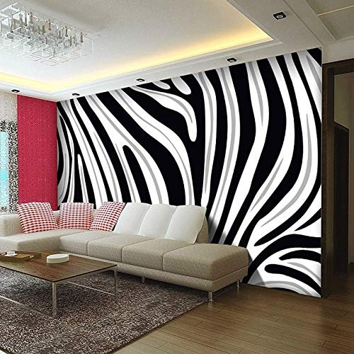 HGFHGD Self-Adhesive Mural Wallpaper 3D Colored Wallpaper Black and White Zebra Stripes Living Room Sofa TV Background Wall Sticker Wall Art