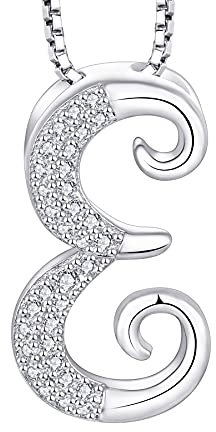 starchenie 925 Silber Buchstaben Halskette E Anhänger Initiale mit 3A Zirkonia für Damen Geburtstagsgeschenk