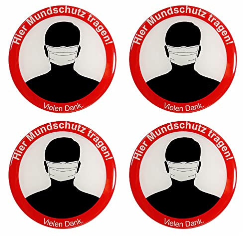 BIKE-label Hinweisschild 3D Aufkleber Dm 90 mm 4 Stück Mundschutz tragen 900168