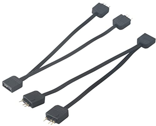 Akasa Addressable RGB LED Splitter Cable | 1-to-2 aRGB LED Splitter | 3-Pin Connector | 1 Female to 2 Male | 12cm | 2 Pack | AK-CBLD08-KT02