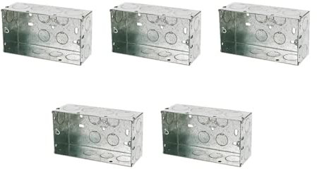 CED Single/Double Flush Electrical Metal Socket/Switch Back Boxes 25mm 35mm 45mm Wall Pattress (5, 2 Gang 35mm)