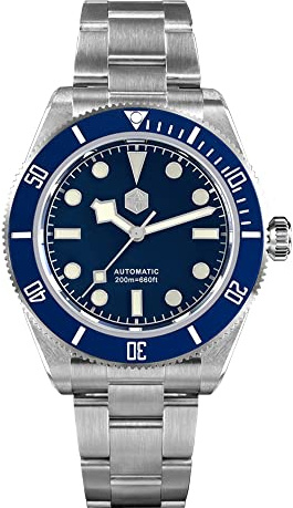 LOve Peace San Martin SN008G V3 Retro Kleid formelle Uhren PT5000 Mov't Armband Saphir 20Bar Wasserdicht Automatische Edelstahl Uhr Blau Mode, blau, modisch