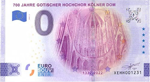 0 Euro Schein Deutschland 2022 · Kölner Dom VI · Gotischer Hochchor · Souvenir o Null € Banknote