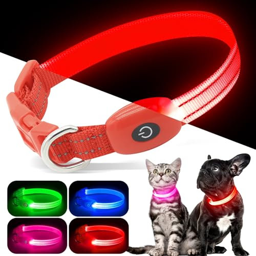 Kpuplol Leuchthalsband Hund, Hundehalsband Leuchtend, Wiederaufladbar Hundehalsband Leuchtend LED Halsband für Hunde Einstellbare Größe, 2 Beleuchtungsmodi für Kleine Mittlere Große Hunde