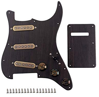 Ogdni Vorverdrahteter Strat E-Gitarren-Schlagbrett mit SSS-Gitarren-Tonabnehmer-Set, 3-lagiger Stratocaster Pickguard Loaded High Output Alnico V Single Coil Humbucker Ersatzteile