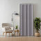 tinycurtains, Türvorhang mit Teleskopstange, einfache Montage in nur 1 Minute ohne Bohren (Türgardine hellgrau H210 x B150 cm + Stange weiß B55-90 cm)