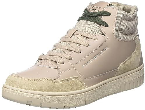 Tommy Hilfiger Herren Cupsole Sneaker Basket Core Midcut Schuhe, Beige (Cashmere Creme), 44