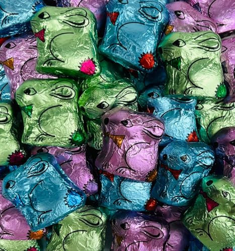 OYOY bunte Osterhäschen aus Milchschokolade I 400g mini Osterhasen in zarten Pastelltönen I Schokohasen klein I Süßigkeiten Ostern I Osternest Schokolade