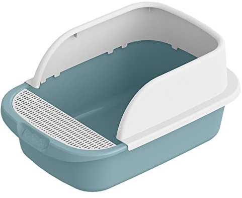 F Fityle Lettiera per Gatti Toilette da Viaggio Durevole Sabbiera Semi Chiusa antispruzzo per, Blu 45cmx30cmx18cm