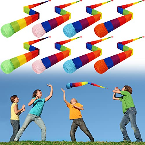 Leyndo 8 Pcs Throw and Catch Balls with Tail for Kids,Multi Color,26 Inch