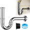Sifone universale, universale, in acciaio inox, sifone tubolare universale, lavabo in cromo 1 1/4, set completo con dispositivo di troppopieno, 1 1/4 x 32 mm