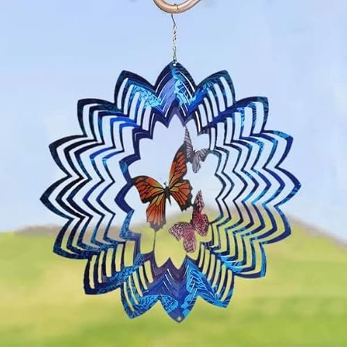 YNDE Kinetisches Windspiel Wind Spinner, drehbares Windspiel, Dekoration für Garten und Zuhause im Freien, aus Edelstahl und langlebiger und schöner Beschichtung, Durchmesser 30 cm